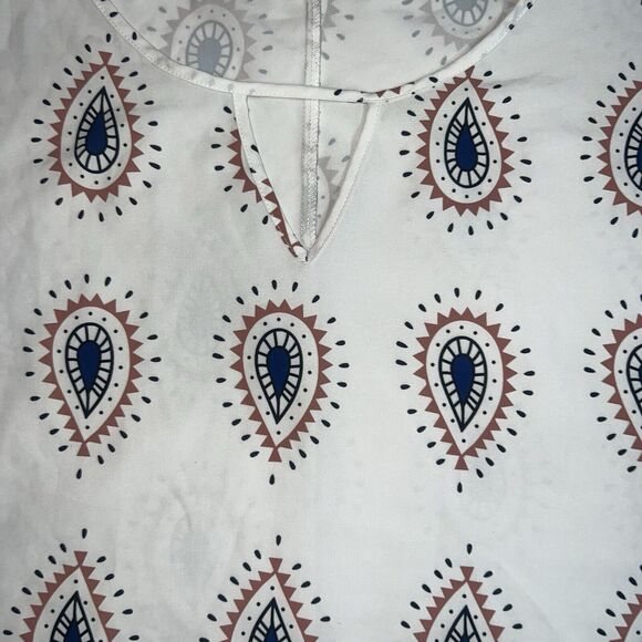 SHEIN Blouse Women 2X Peacock Boho Western Top Coastal Cowgirl Shirt Cowl Sleeve - Picture 4 of 11